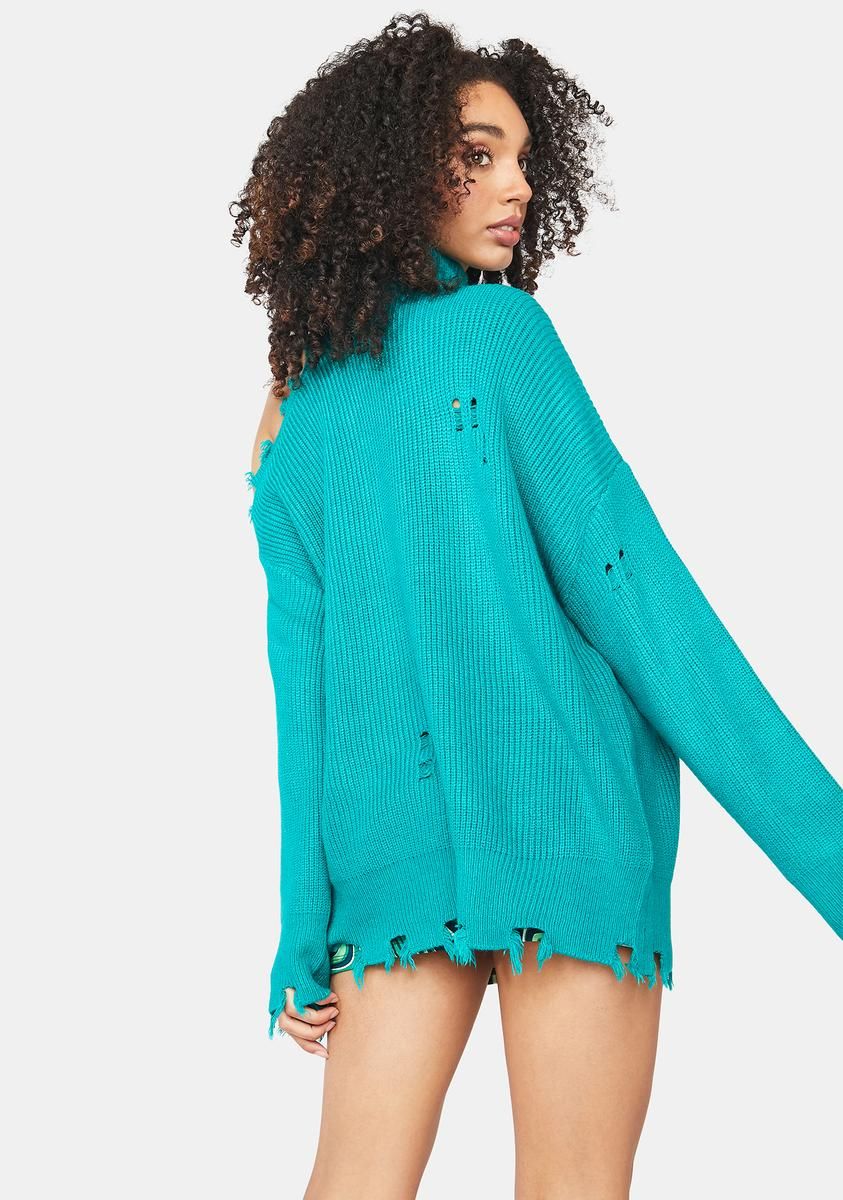 Emerald Reaching Out Distressed Sweater sold by Dolls Kill product image thumbnail 4