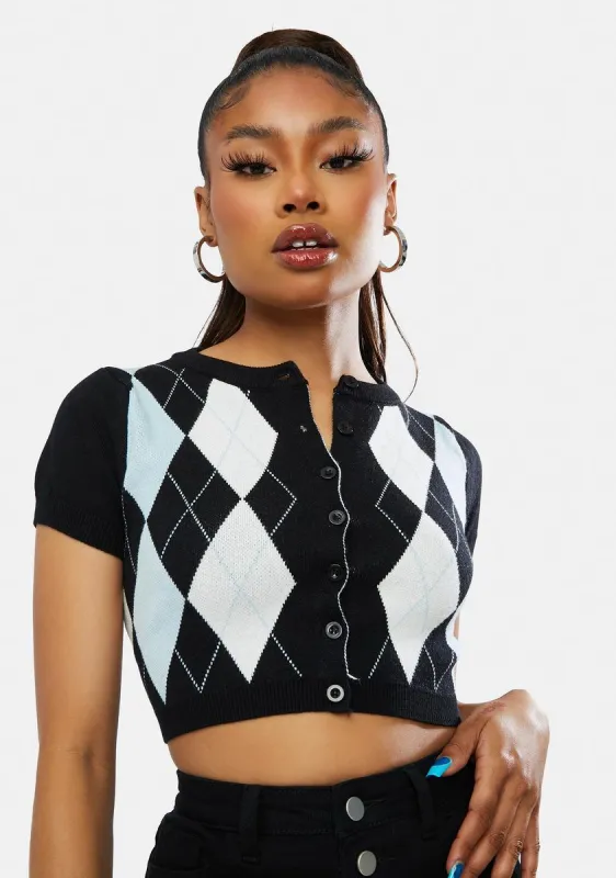 Wicked She's The Truth Argyle Crop Top sold by Dolls Kill