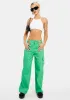 Green O-Ring Cut Out Cargo Pants sold by Dolls Kill