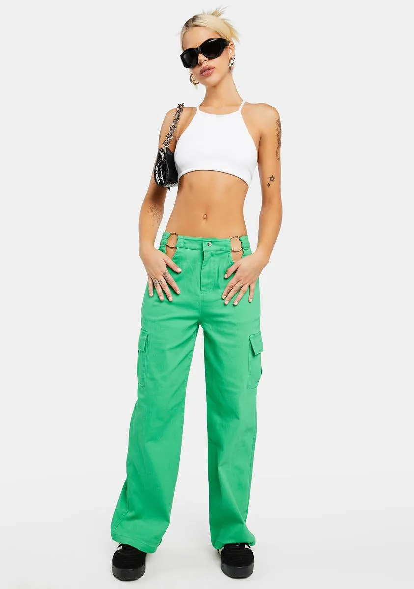 Green O-Ring Cut Out Cargo Pants sold by Dolls Kill product image thumbnail 2