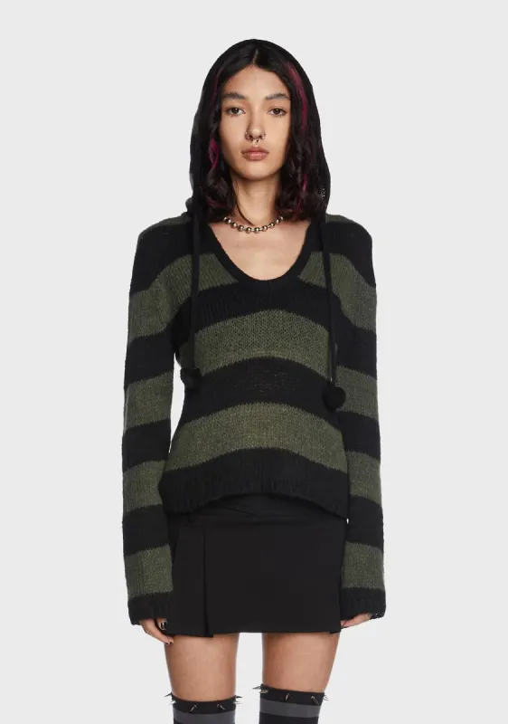 Forest Stripes Hooded Knit Jumper sold by Dolls Kill