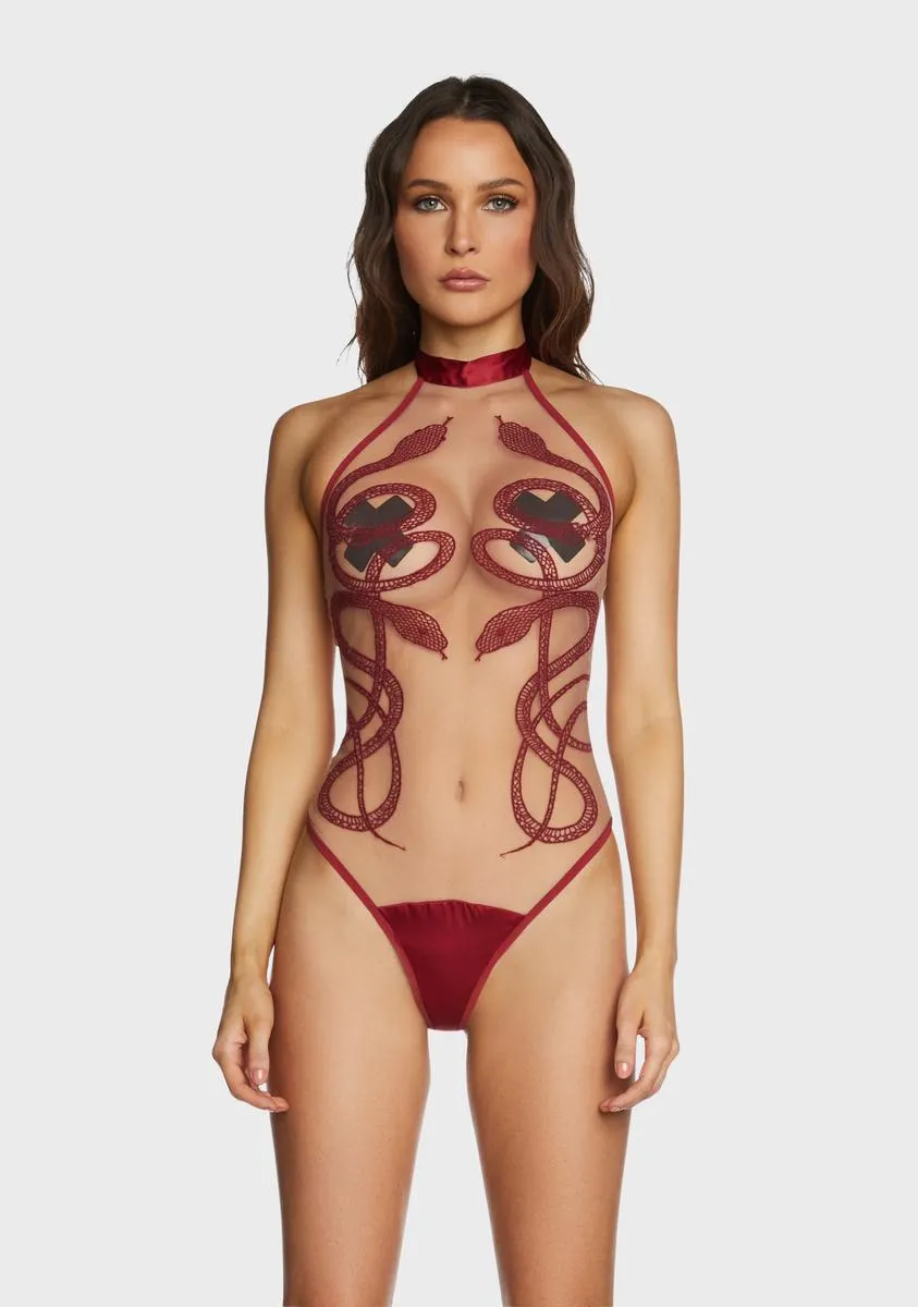 Dark Red Medusa Bodysuit sold by Dolls Kill