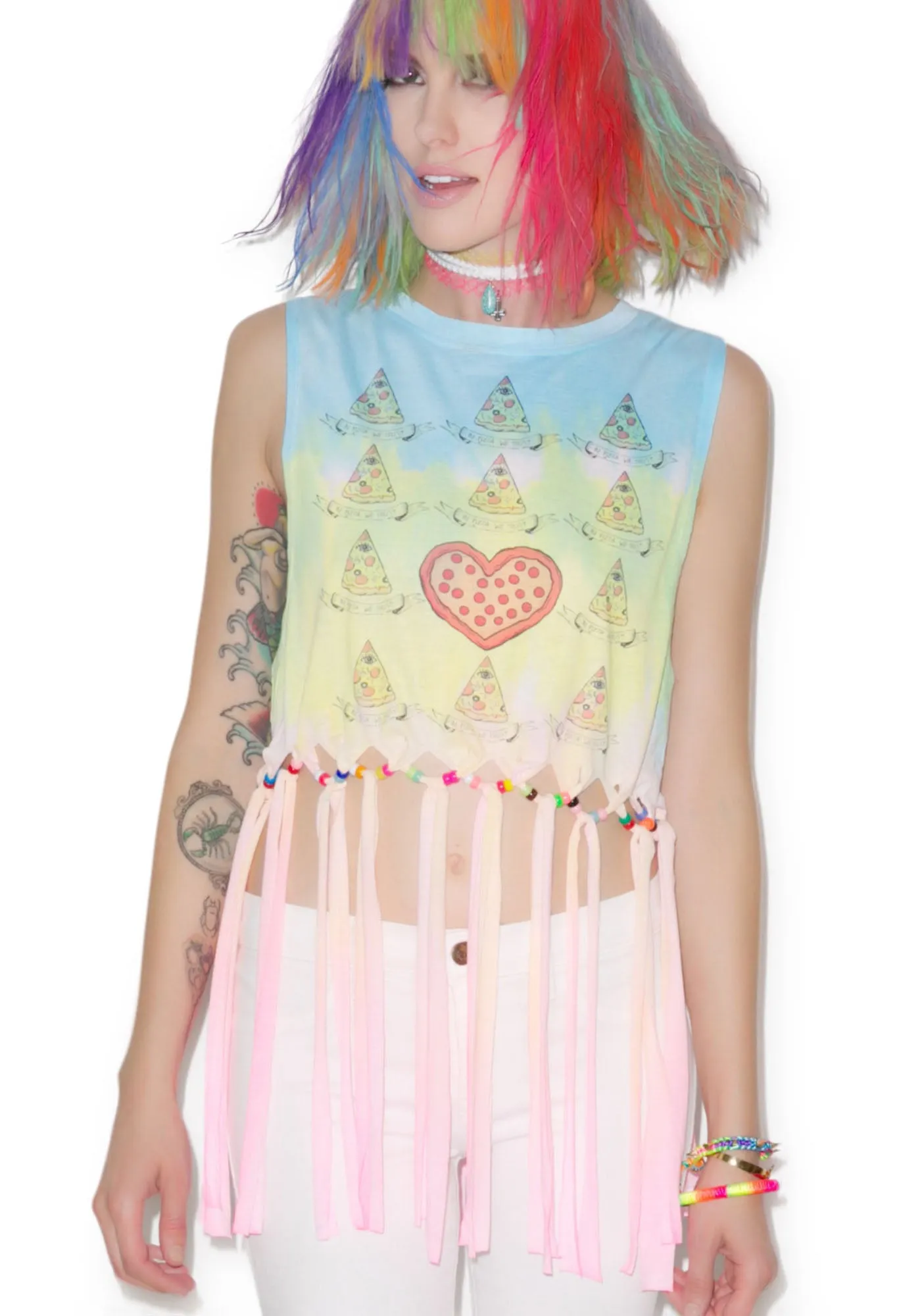 In Pizza We Trust Fringe Tank sold by Dolls Kill product image thumbnail 2