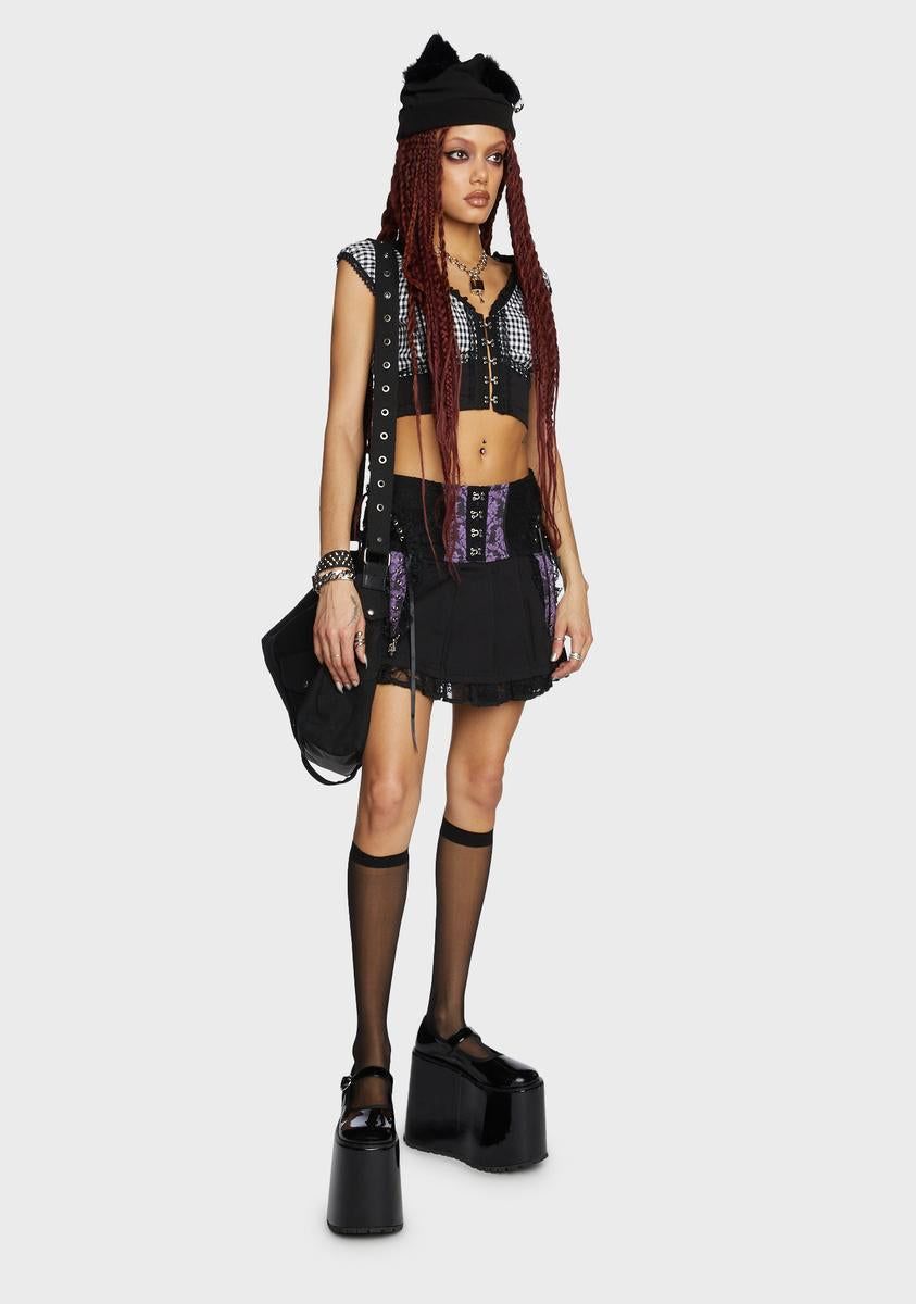 Purple Enchanted Pleated Mini Skirt sold by Dolls Kill product image thumbnail 3