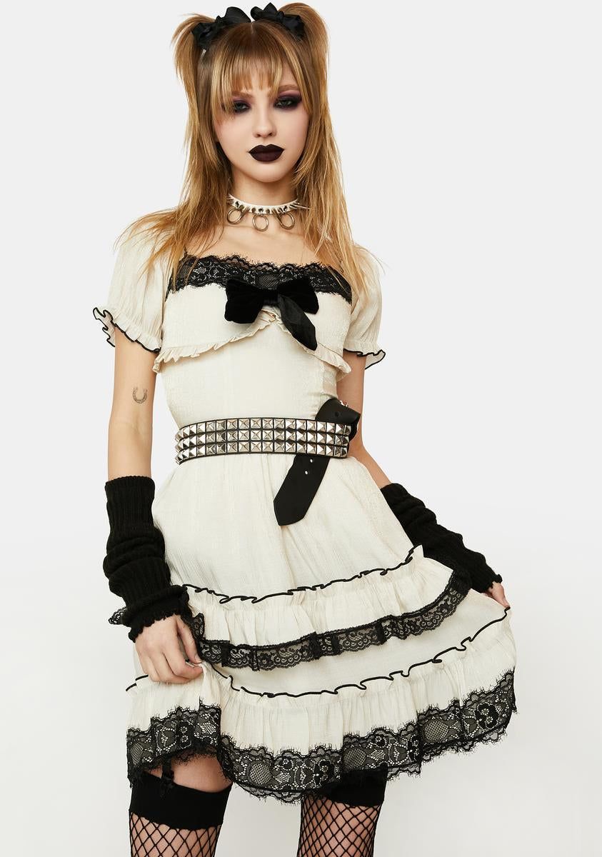 White Mini Dress With Ruffle Detailing sold by Dolls Kill