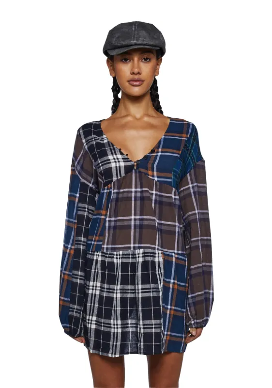 Better Together Plaid Mini Dress- Brown sold by Dolls Kill