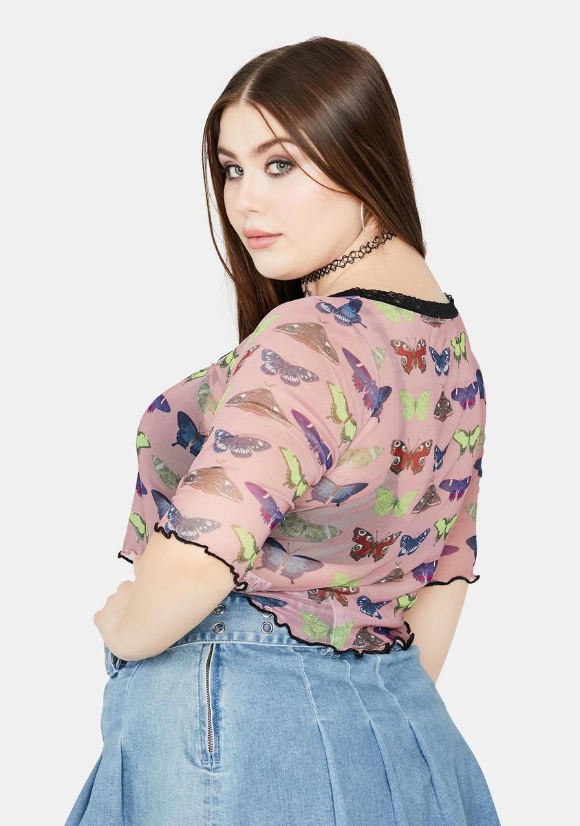 Curve Mesh Butterfly Top sold by Dolls Kill product image thumbnail 4