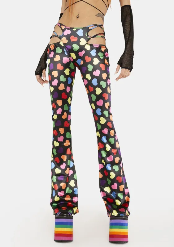 Circle Of Love Cut-Out Flares sold by Dolls Kill