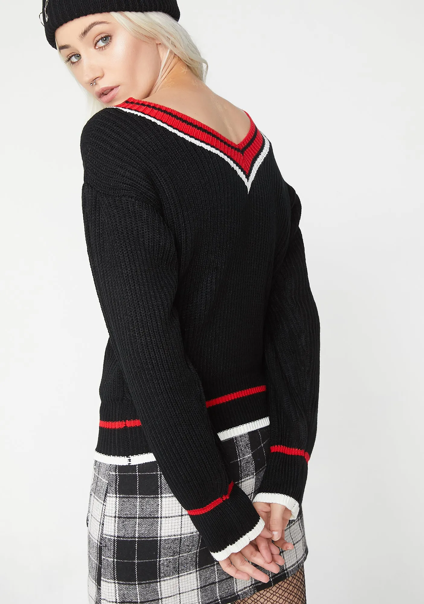 Wicked College Prep V Neck Sweater sold by Dolls Kill product image thumbnail 4