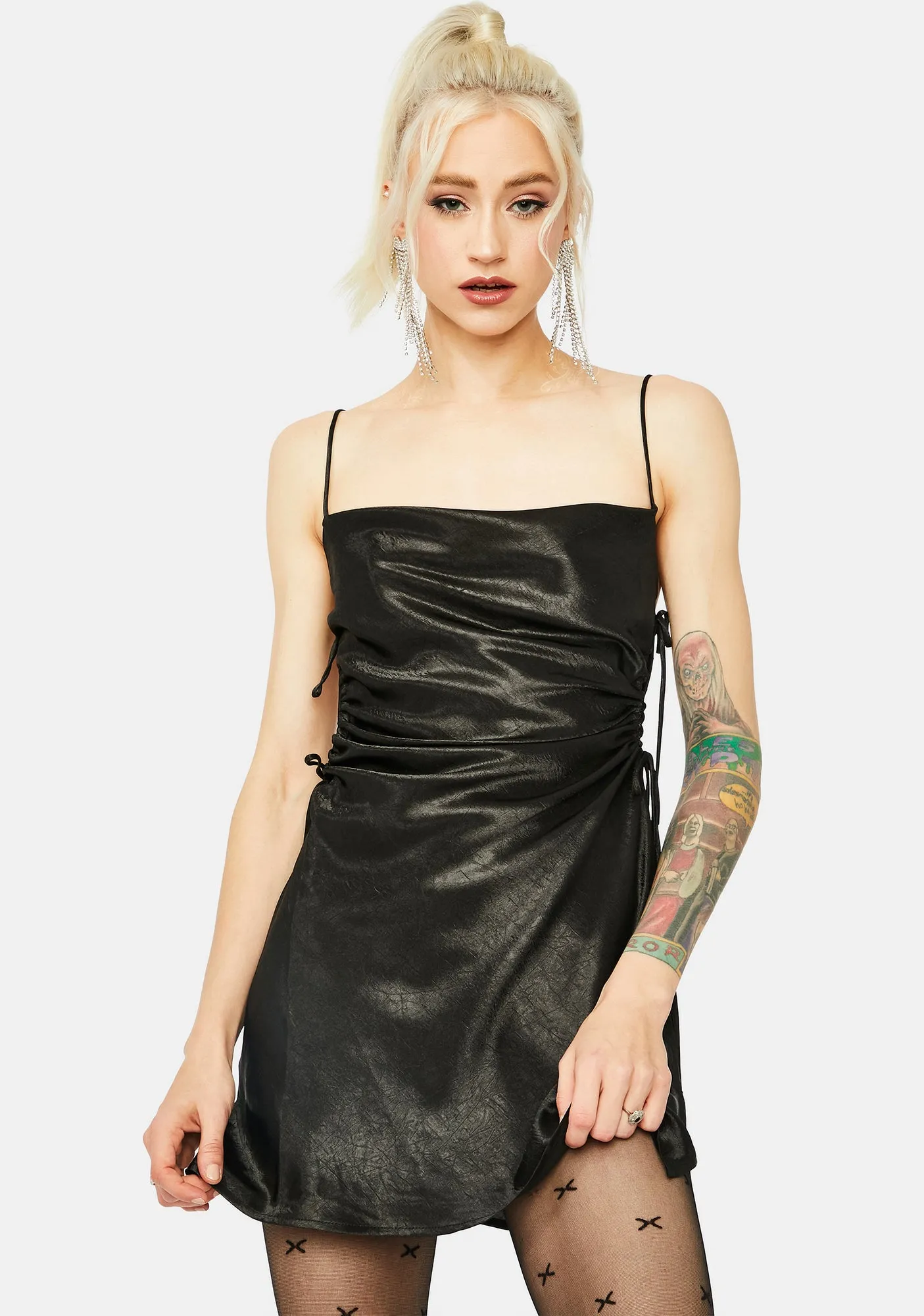 Noir Fierceness Excluded Side Cut Out Mini Dress sold by Dolls Kill