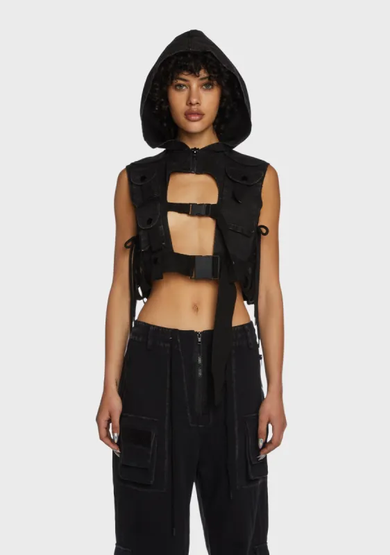 Replay Unisex Washed Tactical Hoodie - Charcoal sold by Dolls Kill