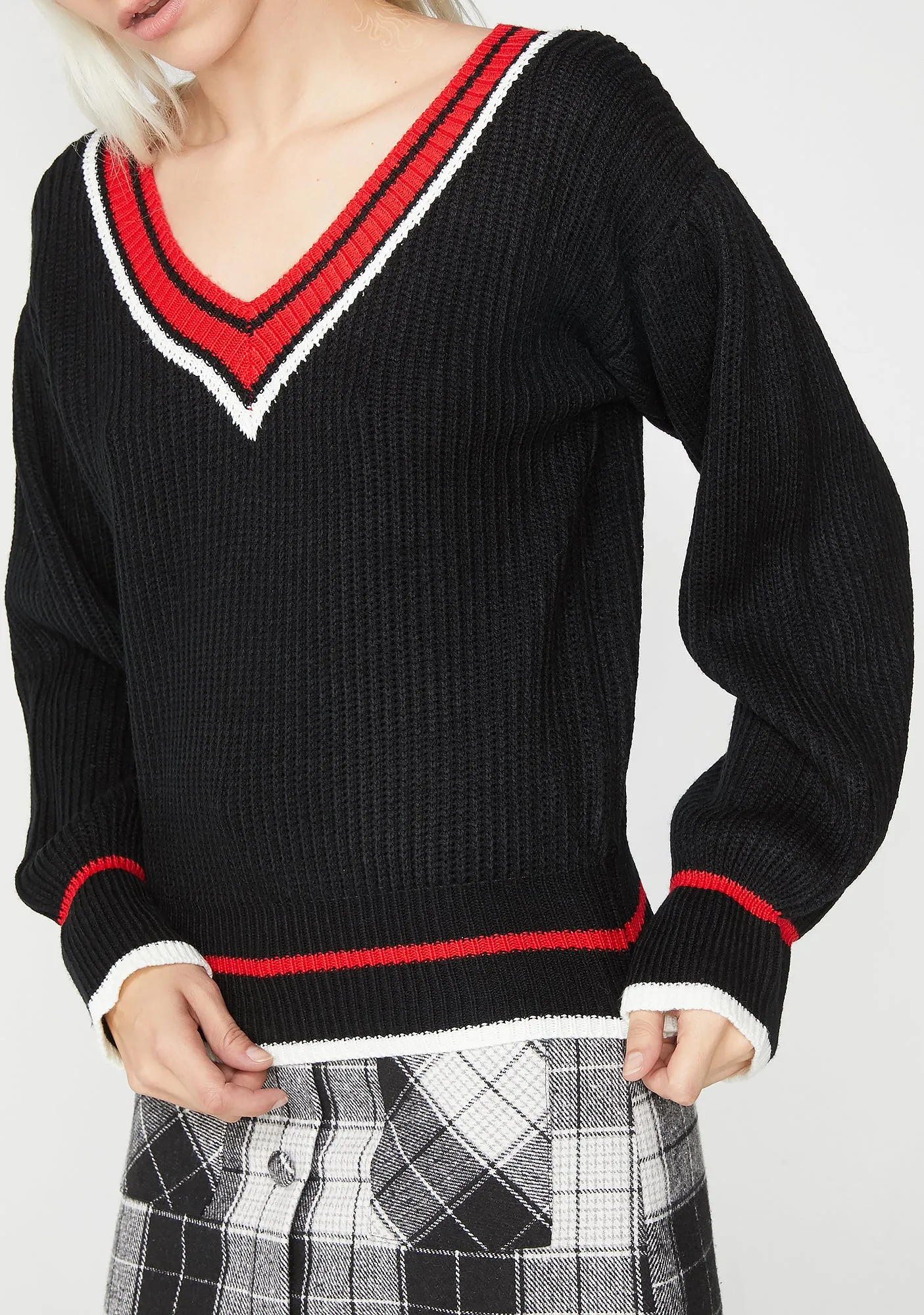Wicked College Prep V Neck Sweater sold by Dolls Kill product image thumbnail 3