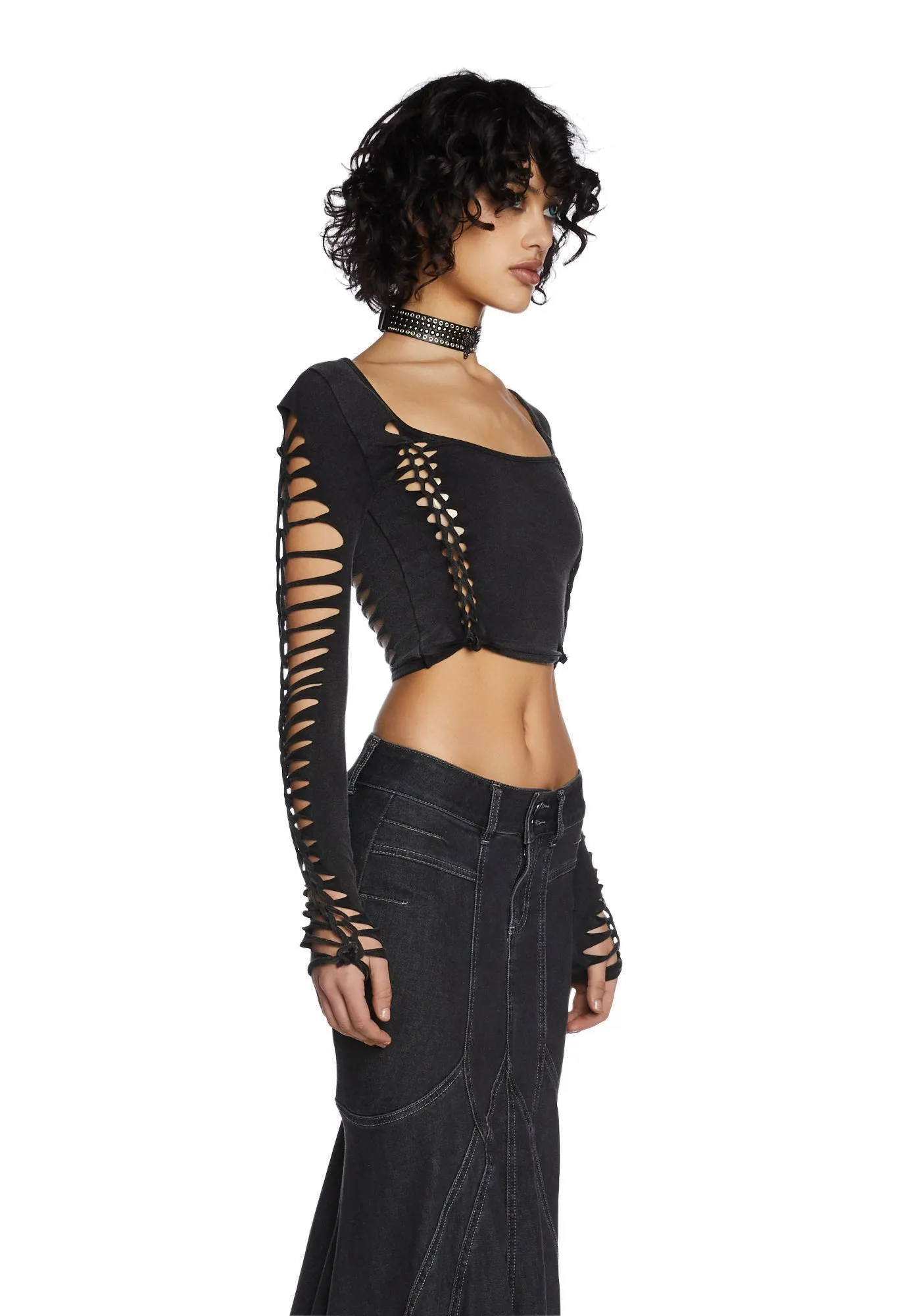 Alternative Spells Long Sleeve Top- Black sold by Dolls Kill product image thumbnail 3