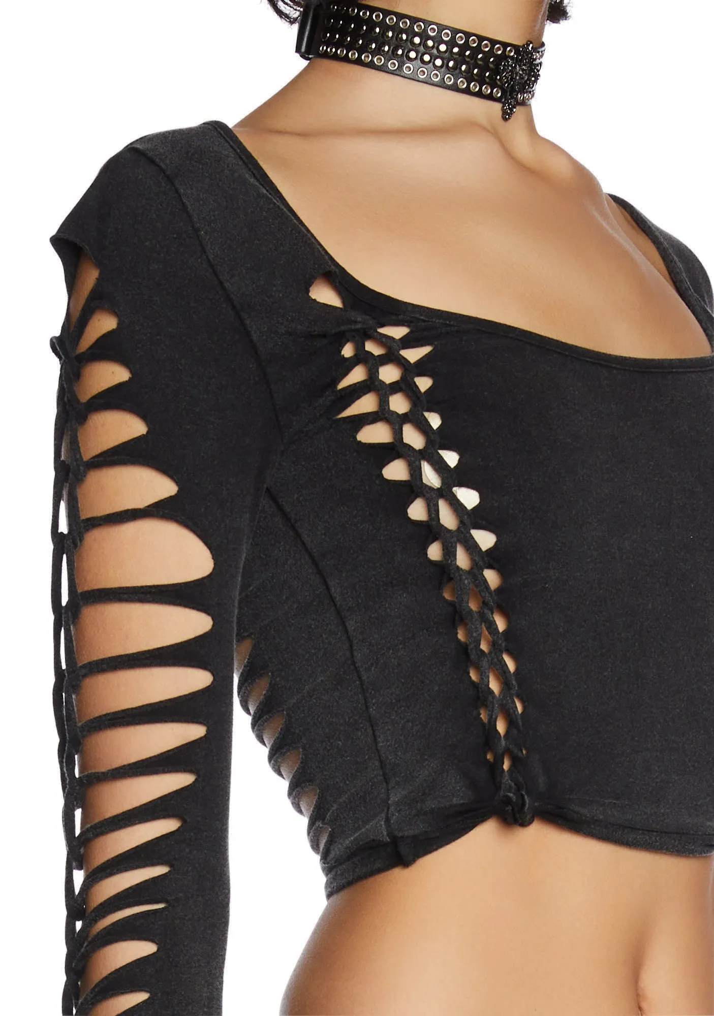 Alternative Spells Long Sleeve Top- Black sold by Dolls Kill product image thumbnail 5