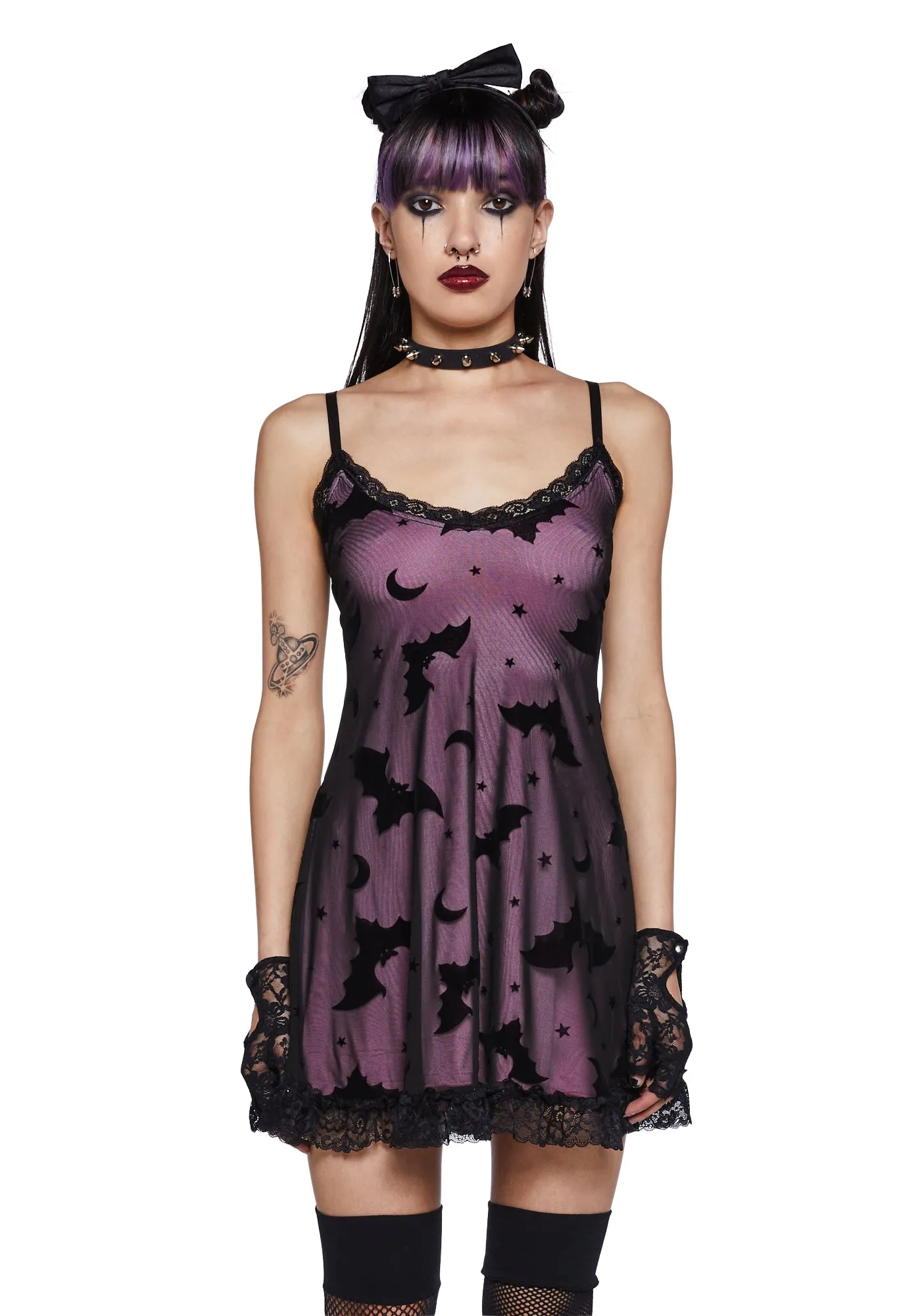 Bat Vibes Only Mini Dress - Pink sold by Dolls Kill