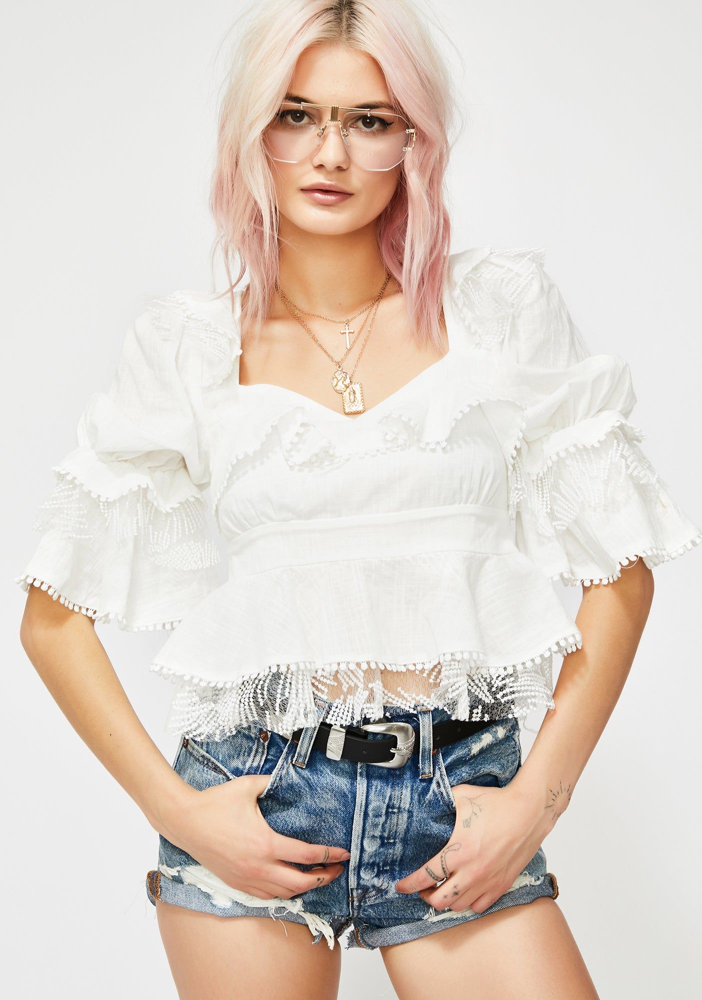 Angel Soul Ruffled Blouse sold by Dolls Kill