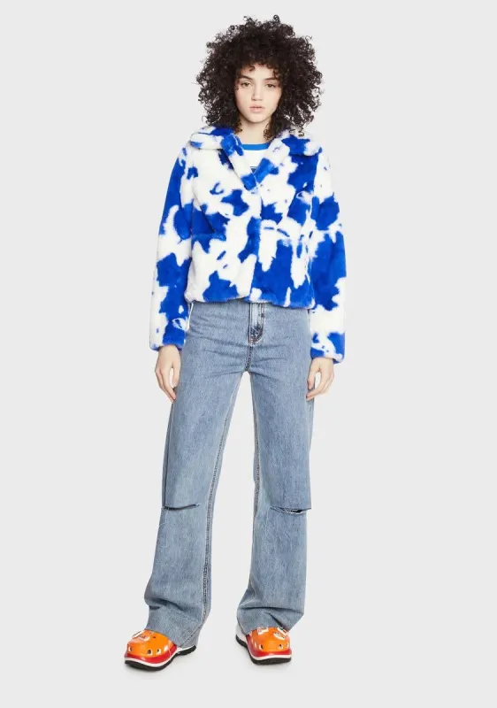 Jax Cow Faux Fur Jacket sold by Dolls Kill