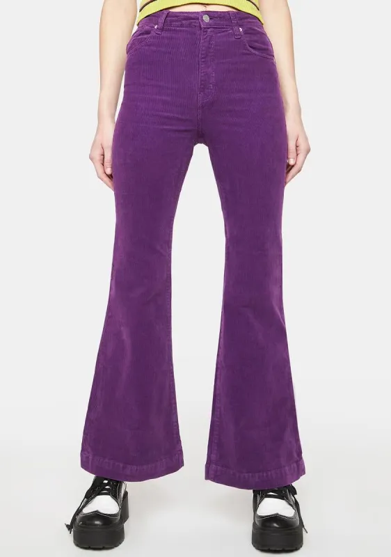 Grape Cord Eastcoast Flare Jeans sold by Dolls Kill