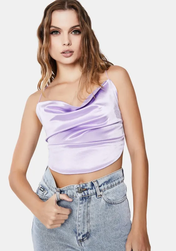 Lilac To The Top Satin Tank Top sold by Dolls Kill