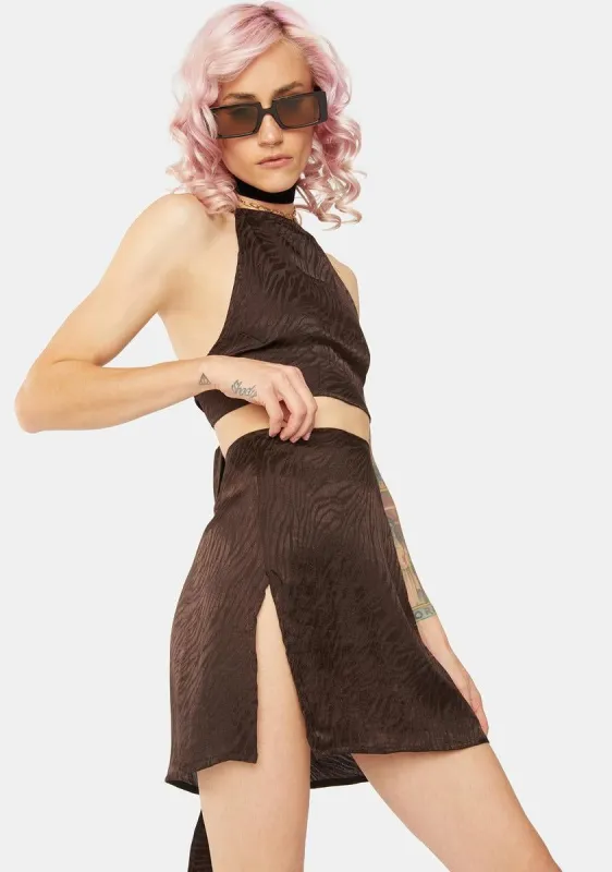 Brown Zebra Shenka Mini Skirt sold by Dolls Kill