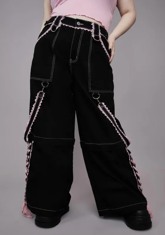 Plus Frilly Power Of Evil Convertible Wide Leg Pants sold by Dolls Kill