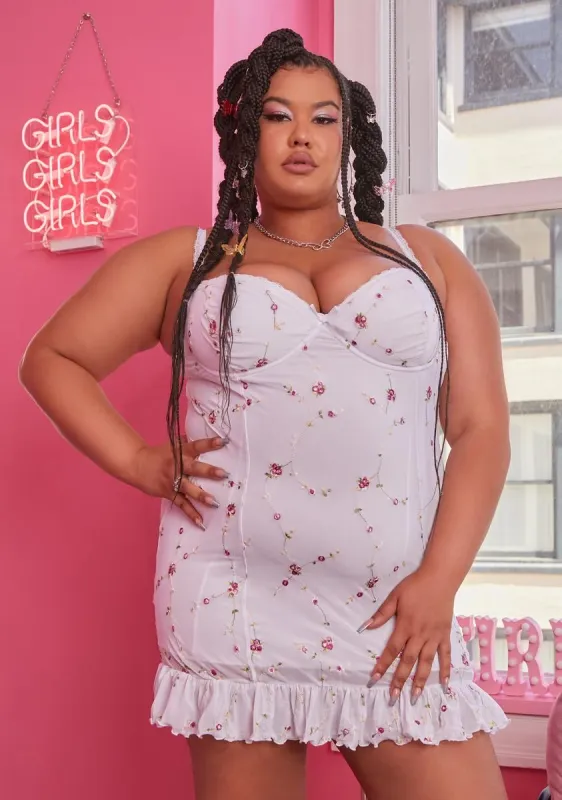 Plus I'm Baby Mini Slip Dress- White sold by Dolls Kill