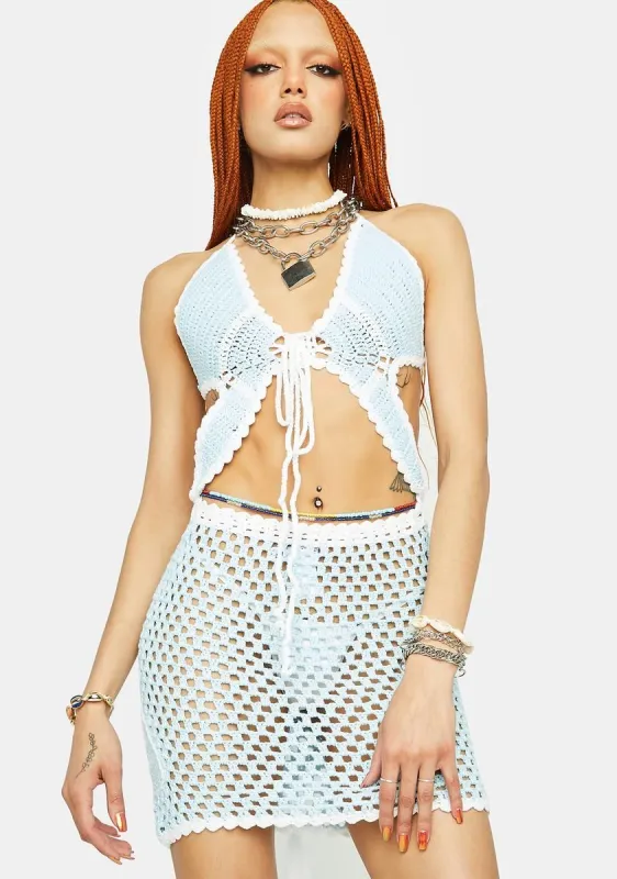 Sky Bye Bye Drama Crochet Dress sold by Dolls Kill
