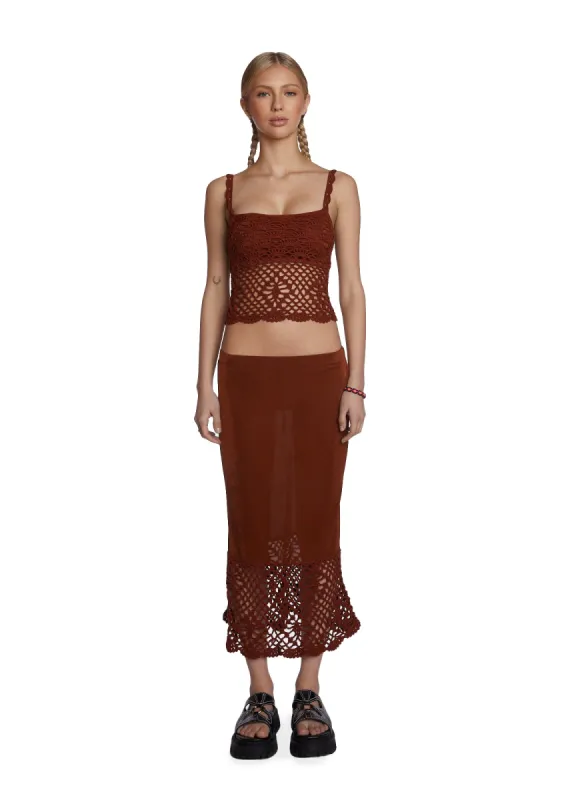 Stitch In Time Crochet Skirt Set sold by Dolls Kill