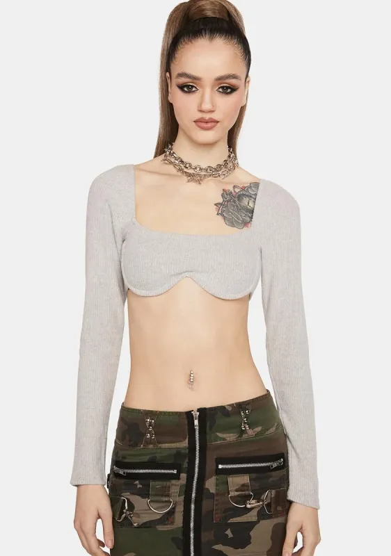 Here For It Long Sleeve Crop Top sold by Dolls Kill