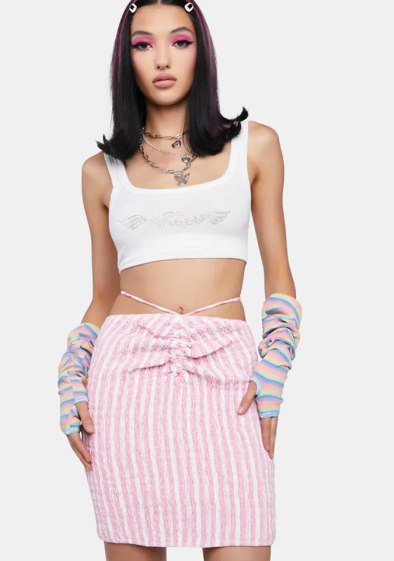 Candy Striper Smocked Mini Skirt sold by Dolls Kill