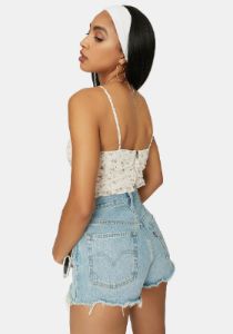 Now Forever Floral Ruched Crop Top sold by Dolls Kill