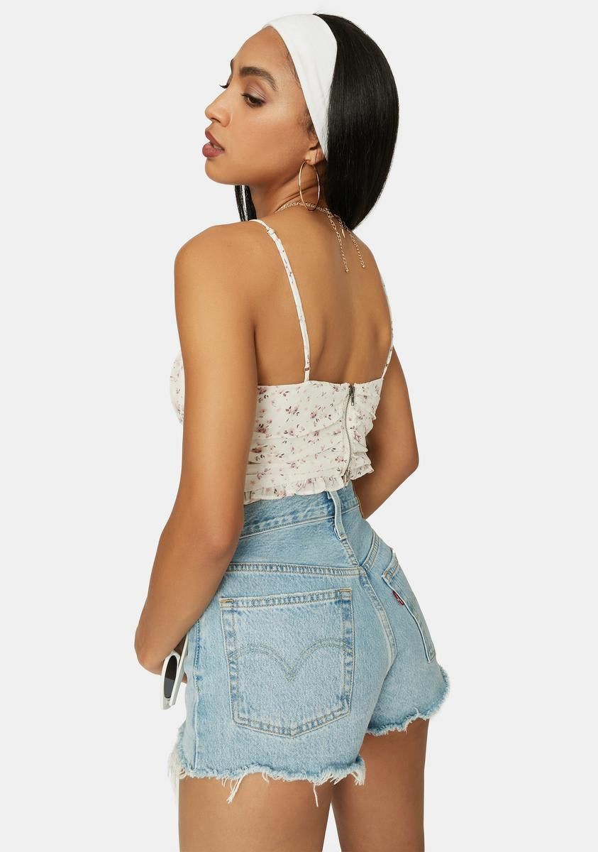 Now Forever Floral Ruched Crop Top sold by Dolls Kill product image thumbnail 4