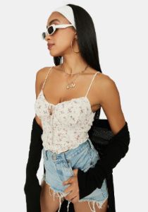 Now Forever Floral Ruched Crop Top sold by Dolls Kill
