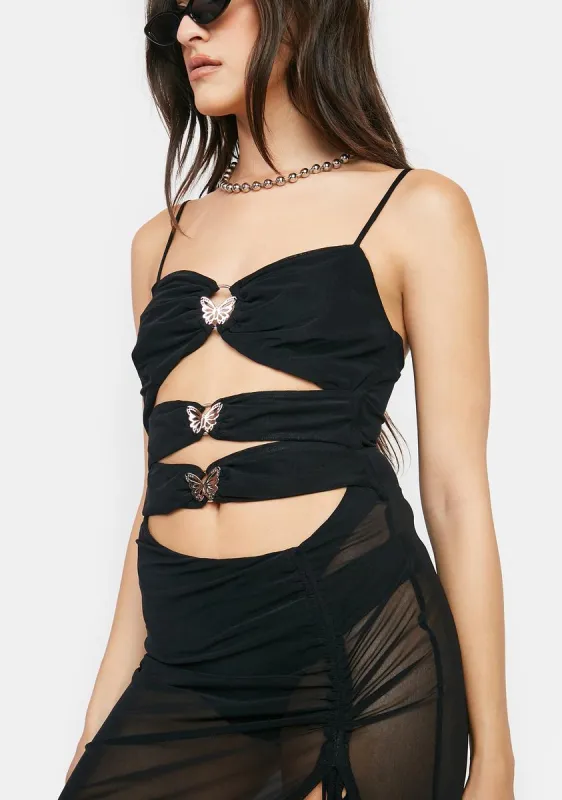 Moth Allure Mesh Maxi Dress sold by Dolls Kill