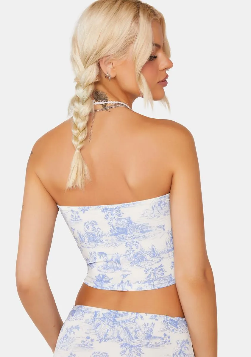 Delft Print Strapless Top sold by Dolls Kill product image thumbnail 4