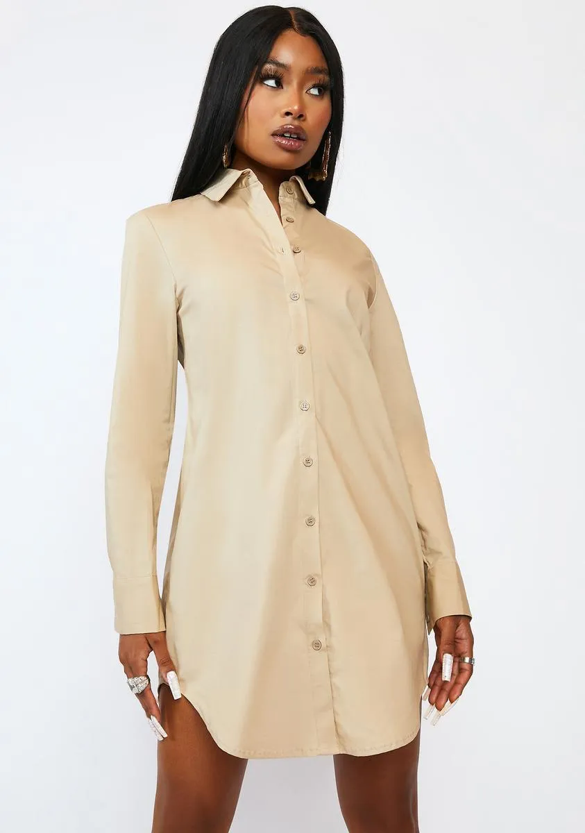 Latte Balanced Vanity Shirt Dress sold by Dolls Kill