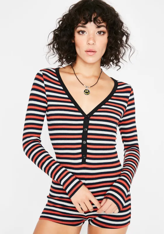 Outta Time Striped Romper sold by Dolls Kill