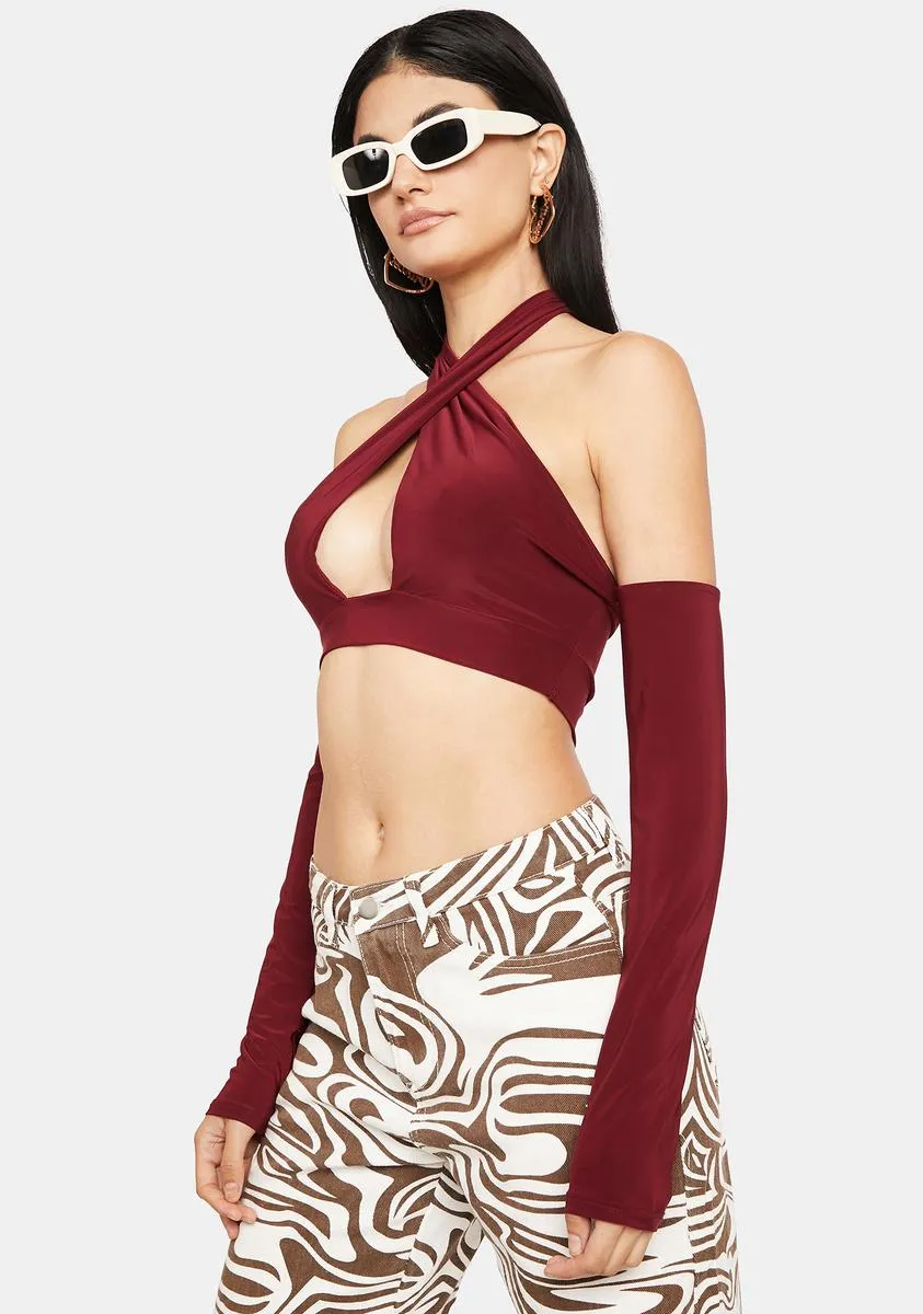 Burgundy Club Crawler Halter Top sold by Dolls Kill product image thumbnail 2
