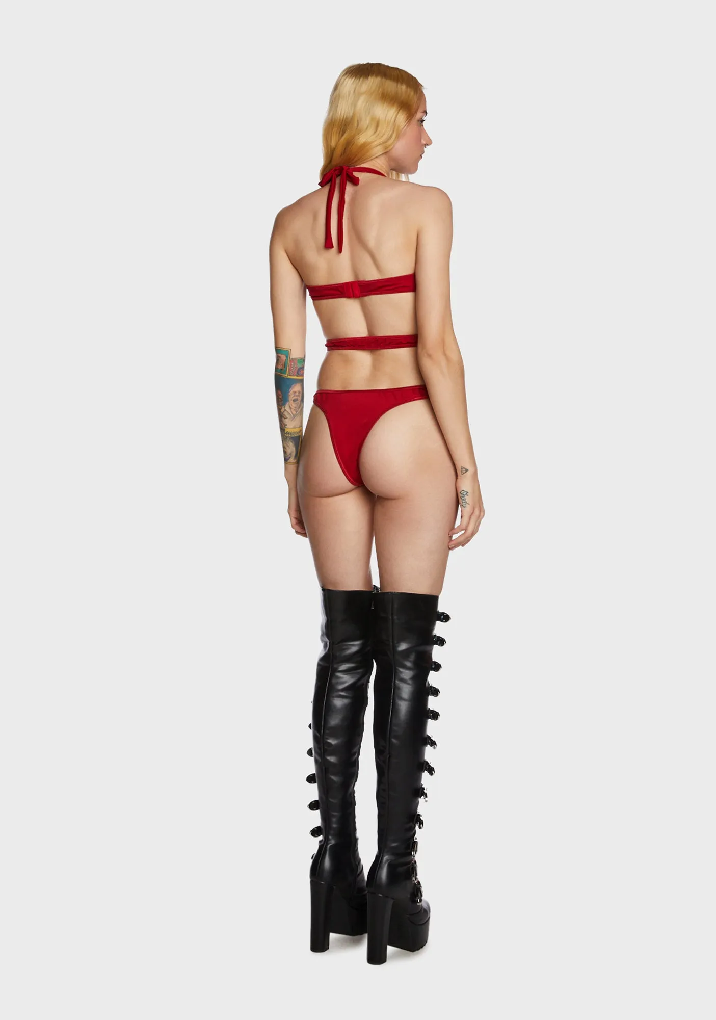 Rockstar Rebellion Cutout Bodysuit - Red sold by Dolls Kill product image thumbnail 5
