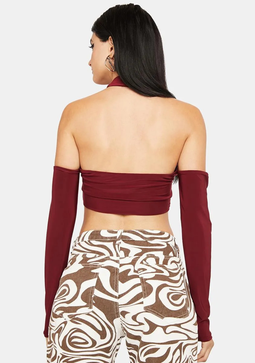 Burgundy Club Crawler Halter Top sold by Dolls Kill product image thumbnail 4