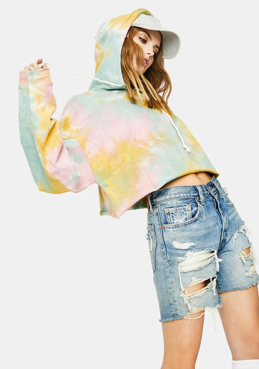 Sea Foam Tie Dye Cropped Hoodie sold by Dolls Kill product image thumbnail 2
