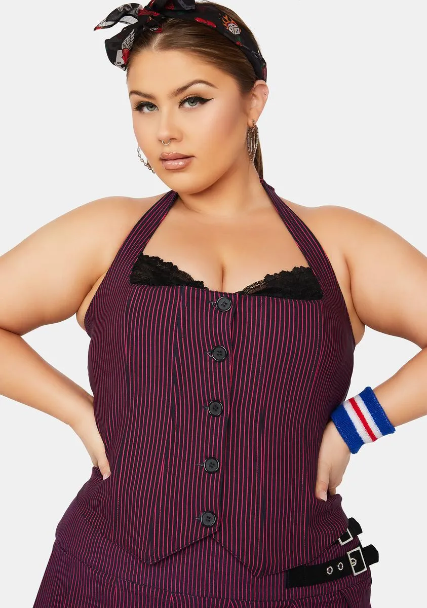 Plus Feeling The Blues Bustier Crop Top sold by Dolls Kill