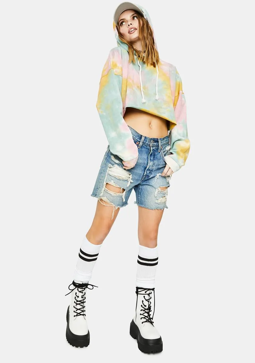 Sea Foam Tie Dye Cropped Hoodie sold by Dolls Kill product image thumbnail 3