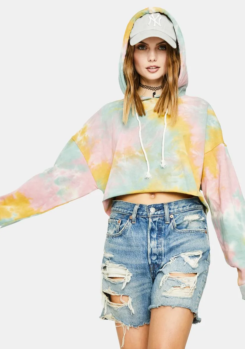 Sea Foam Tie Dye Cropped Hoodie sold by Dolls Kill