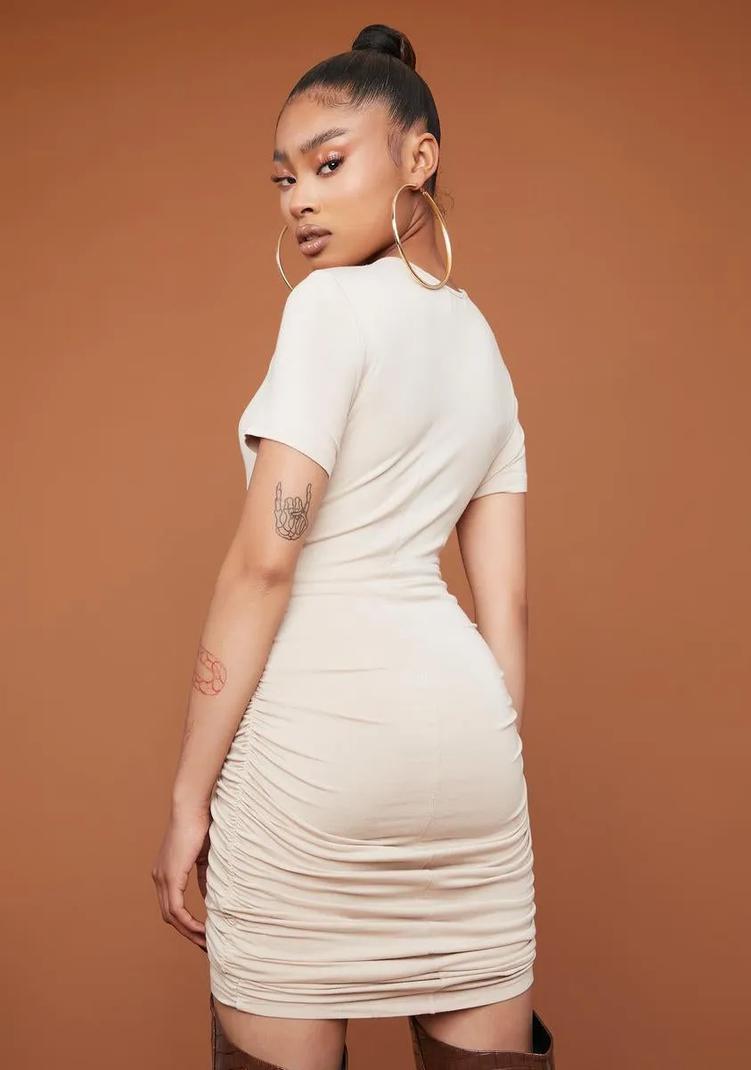 Nude Devoted To You Ruched Mini Dress sold by Dolls Kill product image thumbnail 4