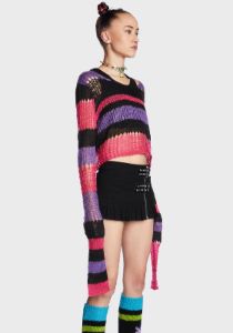 Crave Chaos Striped Sweater sold by Dolls Kill