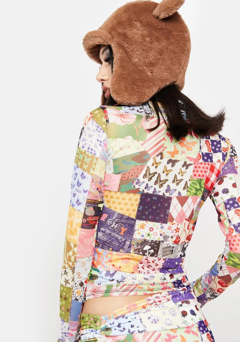 Patchwork Mesh Long Sleeve Top sold by Dolls Kill product image thumbnail 4