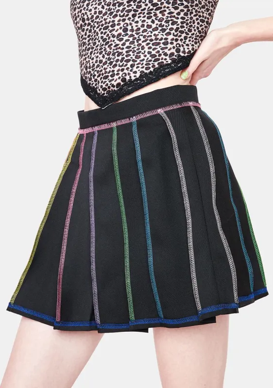 Noir Pot Of Gold Pleated Mini Skirt sold by Dolls Kill