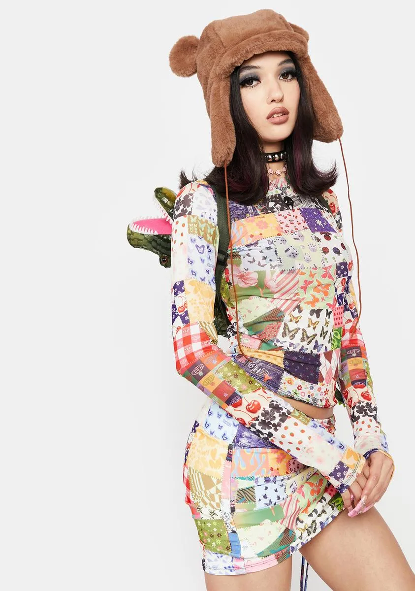 Patchwork Mesh Long Sleeve Top sold by Dolls Kill product image thumbnail 2