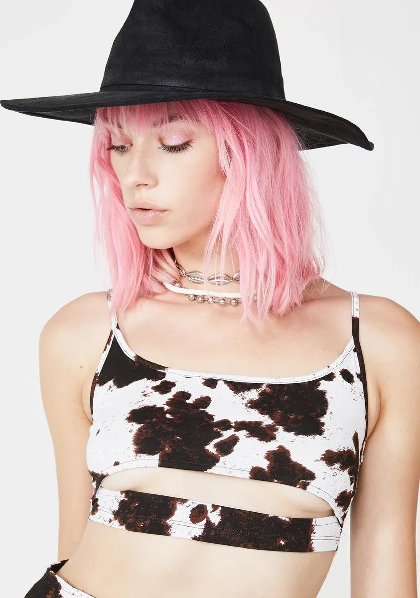 Cow Hide Misda Crop Top sold by Dolls Kill